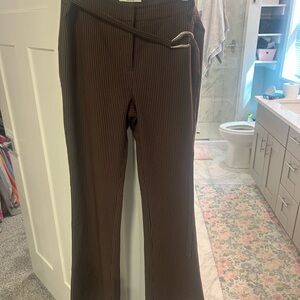 Peppermayo Chocolate Pinstripe Trousers with Belt